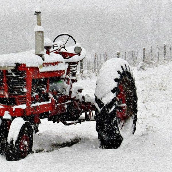 Tractor Winter Oil Painting Vf 1024X731